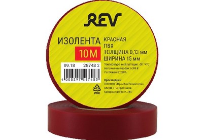 REV 28748 3 ПВХ 0,13х15мм Красная 10м DIY