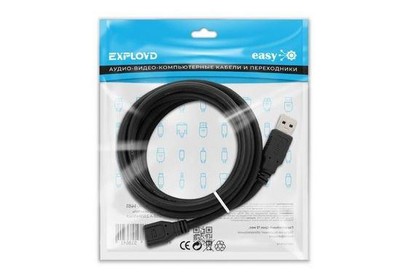 EXPLOYD EXK1481 удлинитель USB/USBA/2.0/чёрный/3M