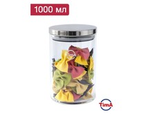 TIMA Банка для сыпучих продуктов 1000мл, боросиликатное стекло, металлическая крышка MS1000