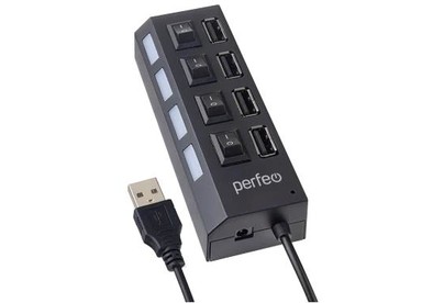 PERFEO (PF_C3220) USBHUB 4 Port, (PFH030 Black) чёрный