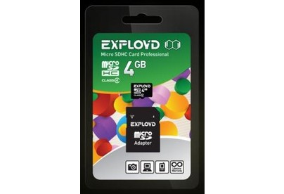 EXPLOYD MicroSDHC 4GB Class4 + адаптер SD