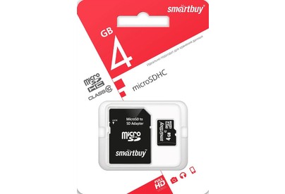 SMARTBUY (SB4GBSDCL1001) MicroSDHC 4GB Class10 + адаптер