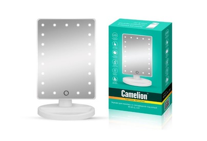 CAMELION (14006) M145SL C01 бел. (Зеркало C LED подсветкой, 1X, дневн.свет, 5Вт,4*LR6)