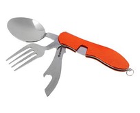 ЕРМАК Набор туристический: нож, ложка, вилка, открывалка; нерж. сталь 118135