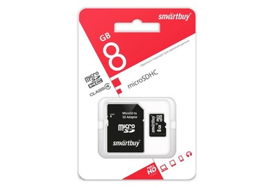 SMARTBUY (SB8GBSDCL401) MicroSDHC 8GB Сlass4 + адаптер