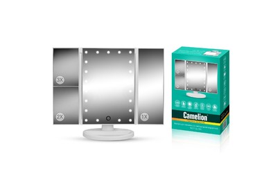 CAMELION (14005) M217DL C01 бел.(Зеркало C LED подсветк.,1X/2X/3Xувелич., дневн.свет, 5Вт,4*LR03 / USB)