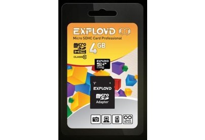 EXPLOYD MicroSDHC 4GB Class10 + адаптер SD [EX004GCSDHC10AD]