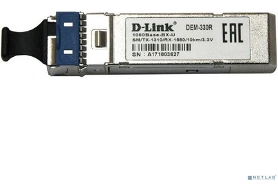 DLINK SMB DLink 330R/10KM/A1A WDM SFPтрансивер с 1 портом 1000BaseBXU (Tx:1310 нм, Rx:1550 нм) для одномодового оптического кабеля (до 10 км, раз