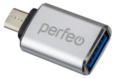 PERFEO (PF_C3002) adapter USB на micro USB c OTG, 3.0 (PFVIO012 Silver) серебряный