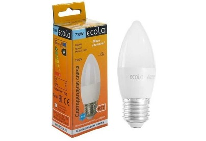 ECOLA N7QV70ELC candle LED Premium 7W/E27/4000K 360° filament нейтральный белый