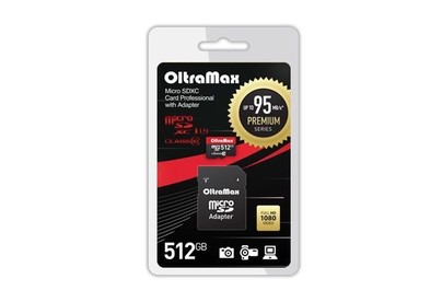 OLTRAMAX MicroSDXC 512GB Class 10 UHS1 PREMIUM (U3) + адаптер (SD 95 MB/s) [OM512GCSDXC10UHS1PrU3]