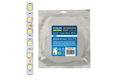 VOLPE (UL00004533) ULSQ323 283560LED/M8MMIP65DC12V4,8W/M5M3000K катушка в герметичной упаковке