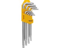KRANZ (KR125221) Набор ключей имбусовых TamperTorx 9 шт., ТТ10ТТ50, закаленные, удлиненные, никель