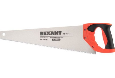 REXANT (128215) Ножовка по дереву Зубец 500мм, 78 TPI, каленый зуб 2D, двухкомпонентная рукоятка