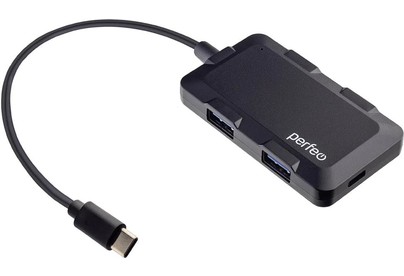 PERFEO (PF D0802) USB CHUB 4 Port, (PFH046 Black) чёрный