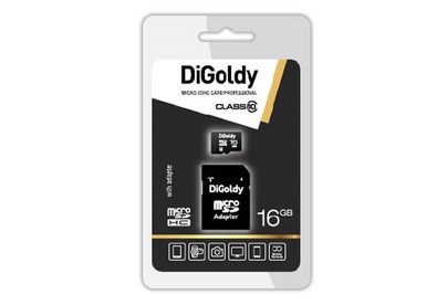 DIGOLDY MicroSDHC 16GB Class10 + адаптерSD