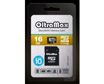 OLTRAMAX MicroSDHC 16GB Class10 + адаптер SD [OM016GCSDHC10AD]