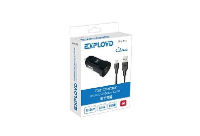 EXPLOYD EXZ582 micro USB 3.4А 2.4А+1А 2хUSB чёрный