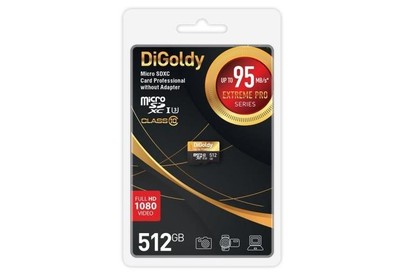 DIGOLDY 512GB microSDXC Class 10 UHS1 Extreme Pro (U3) [DG512GCSDXC10UHS1ElU3 w]