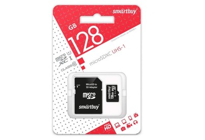 SMARTBUY (SB128GBSDCL1001) MicroSDXC 128GB Class10 UHSI U1 + адаптер