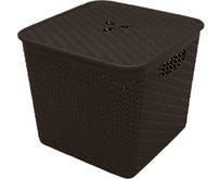 KEEPLEX KL130511011 Rattan для хранения со съемной крышкой 21л квадратная 30х30х28см темный каштан