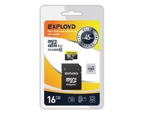 EXPLOYD MicroSDHC 16GB Class10 UHS1 ELITE + адаптер SD (45 MB/s) [EX016GCSDHC10UHS1ElU1]