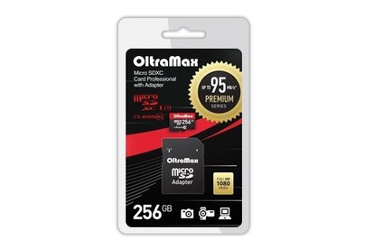 OLTRAMAX MicroSDXC 256GB Class 10 UHS1 PREMIUM (U3)+ адаптер (SD 95 MB/s) [OM256GCSDXC10UHS1PrU3]