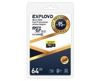 EXPLOYD 64GB microSDXC Class 10 UHS1 Premium (U3) [EX064GCSDXC10UHS1ElU3 w]