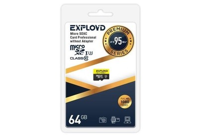 EXPLOYD 64GB microSDXC Class 10 UHS1 Premium (U3) [EX064GCSDXC10UHS1ElU3 w]