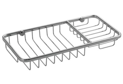 САНАКС 1221 Мыльница решетка большая двухсекционная нержавейка хромированная (2)