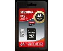 OLTRAMAX MicroSDXC 64GB Class 10 UHS1 Elite + адаптер SD 45 MB/s [OM064GCSDXC10UHS1ElU1]