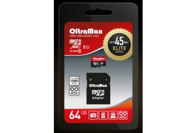 OLTRAMAX MicroSDXC 64GB Class 10 UHS1 Elite + адаптер SD 45 MB/s [OM064GCSDXC10UHS1ElU1]