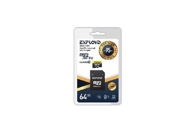 EXPLOYD MicroSDXC 64GB Class10 + адаптер SD (95MB/s) [EX064GCSDXC10UHS1ElU3]