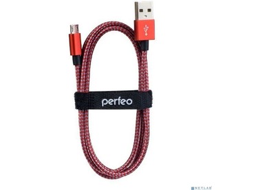 PERFEO (U4804) USB A вилка  Micro USB вилка, краснобелый, 3 м