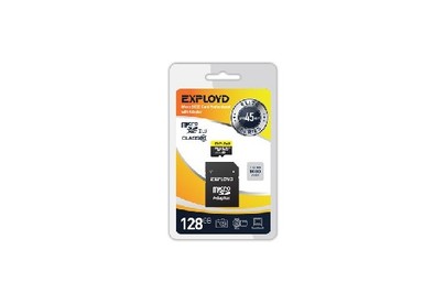 EXPLOYD MicroSDXC 128GB Class10 + адаптер SD (45MB/s) [EX128GCSDXC10UHS1ElU1]