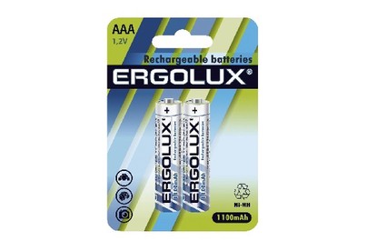 ERGOLUX (12446) AAA1100MAH NIMH BL2 (NHAAA1100BL2, аккумулятор,1.2В)