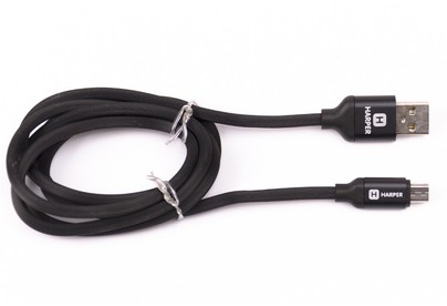 HARPER SCH330 BLACK (MICROUSB, 1м, оплетка силикон)