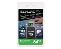 EXPLOYD MicroSDXC 64GB Class 10 (U3) V30 Vision + адаптер (SD 95 MB/s) [EX64GCSDXC10U3V30]