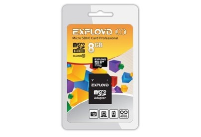 EXPLOYD MicroSDHC 8GB Class10 + адаптер SD [EX008GCSDHC10AD]