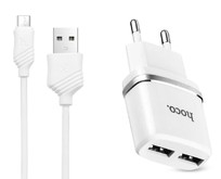 HOCO (6957531047773) C12 2USB 2.4A MICRO USB 1м белый HOCO (6957531047773) C12 2USB 2.4A MICRO USB 1м белый