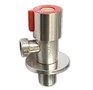 MAGNUS 9270 Кран металлокерамика угловой 1/2 х1/2 , красная ручка, с отражателем, из нержавеющей ста