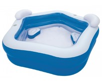 BESTWAY 54153 Бассейн надувной Bestway 213*206*69 см, 575 л, с сиденьями и подголовниками BESTWAY 54153 Бассейн надувной Bestway 213*206*69 см, 575 л, с сиденьями и подголовниками