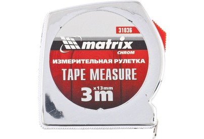 MATRIX Рулетка Chrom,3 м x 13 мм,хромированный корпус 31036