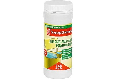ХЛОРЭКСЕЛЬ 2,7 г., для воды в колодцах, банка 0,4 кг. 101284