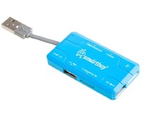 SMARTBUY (SBRH750B) хаб + картридер синий SMARTBUY (SBRH750B) хаб + картридер синий
