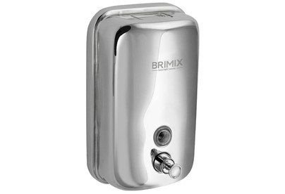 BRIMIX 615 Дозатор жидкого мыла настенный , металический с глазком, из нержавеющей стали 1000 мл