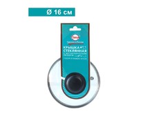 TIMA Крышка стекл. с круглой НЖС ручкой с метал/обод 16 см низ. 5716 TIMA Крышка стекл. с круглой НЖС ручкой с метал/обод 16 см низ. 5716