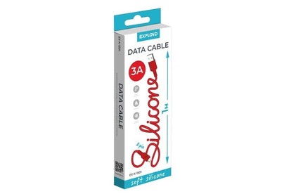EXPLOYD (EXK1501) USB  8 pin/круглый/силикон/красный/1М/3A