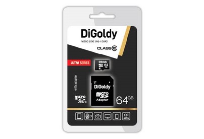 DIGOLDY 64GB MicroSDXC Class10 UHS1 + адаптер SD