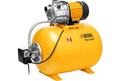DENZEL Насосная станция PSL1100X, 1100 Вт, 3600 л/ч, ресивер 50 л, напор 45 м, нержавейка 97311